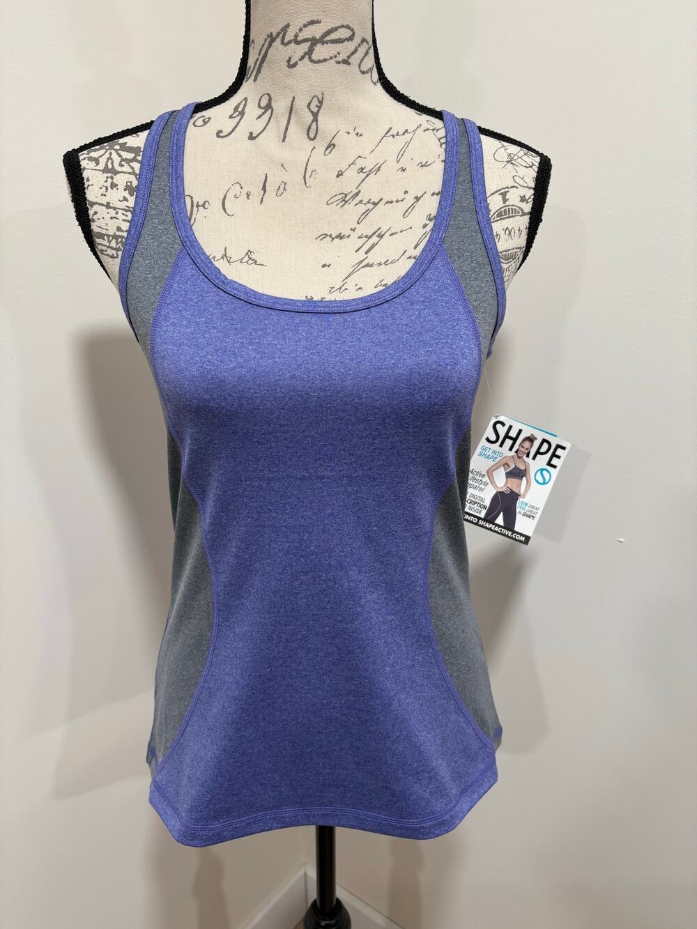 NWT Shape Activewear Spectrum Blue Athletic Tank Top Size Medium